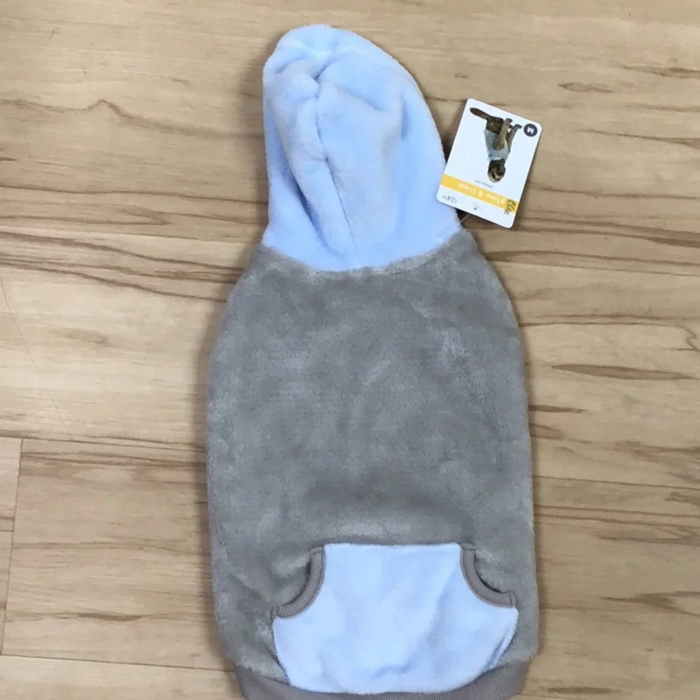 Blue & Gray/ Grey Soft Plush‎ Sweatshirt Hoodie Medium NWT